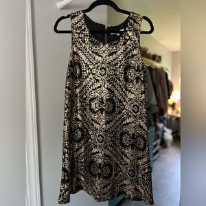 Black and Gold Sequin Cocktail Dress